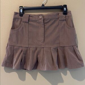 Sincerely Jules Brown Skater Mini Skirt Ruffled Casual